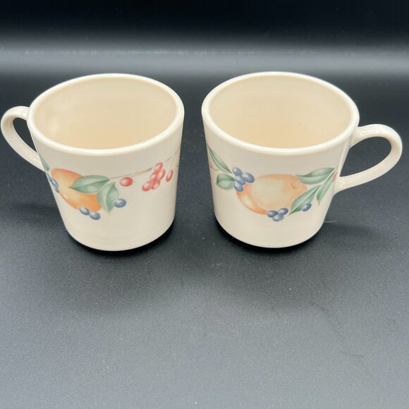 Vintage 1990s Corelle Abundance Fruit Print Coffee Cup (Set of 2) - Picture 2 of 5